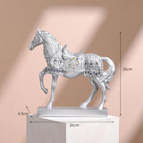 Maxbell Horse Statue Figurine Collection Decorative Ornament for Living Room Cabinet Argent
