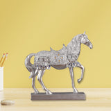 Maxbell Horse Statue Figurine Collection Decorative Ornament for Living Room Cabinet Argent