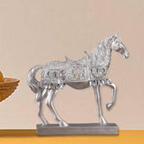 Maxbell Horse Statue Figurine Collection Decorative Ornament for Living Room Cabinet Argent