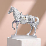 Maxbell Horse Statue Figurine Collection Decorative Ornament for Living Room Cabinet Argent