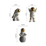 Maxbell 3 Pieces Modern Spaceman Figurines Astronaut Statue for Office Bedroom Table Aureate