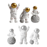 Maxbell 3 Pieces Modern Spaceman Figurines Astronaut Statue for Office Bedroom Table Aureate