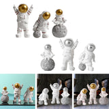 Maxbell 3 Pieces Modern Spaceman Figurines Astronaut Statue for Office Bedroom Table Aureate