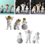 Maxbell 3 Pieces Modern Spaceman Figurines Astronaut Statue for Office Bedroom Table Aureate