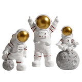 Maxbell 3 Pieces Modern Spaceman Figurines Astronaut Statue for Office Bedroom Table Aureate
