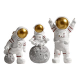 Maxbell 3 Pieces Modern Spaceman Figurines Astronaut Statue for Office Bedroom Table Aureate