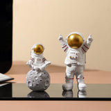 Maxbell 3 Pieces Modern Spaceman Figurines Astronaut Statue for Office Bedroom Table Aureate