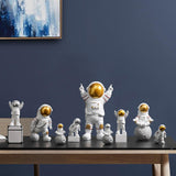 Maxbell 3 Pieces Modern Spaceman Figurines Astronaut Statue for Office Bedroom Table Aureate