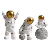 Maxbell 3 Pieces Modern Spaceman Figurines Astronaut Statue for Office Bedroom Table Aureate