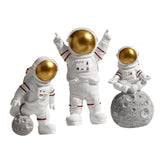 Maxbell 3 Pieces Modern Spaceman Figurines Astronaut Statue for Office Bedroom Table Aureate
