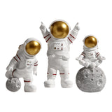 Maxbell 3 Pieces Modern Spaceman Figurines Astronaut Statue for Office Bedroom Table Aureate