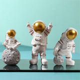 Maxbell 3 Pieces Modern Spaceman Figurines Astronaut Statue for Office Bedroom Table Aureate