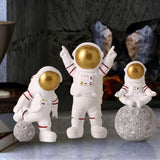 Maxbell 3 Pieces Modern Spaceman Figurines Astronaut Statue for Office Bedroom Table Aureate