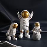 Maxbell 3 Pieces Modern Spaceman Figurines Astronaut Statue for Office Bedroom Table Aureate