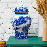 Maxbell Ceramic Flower Vase Temple Jar Storage Home Decoration Porcelain Ginger Jar Cloud Dragon