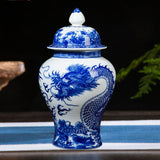 Maxbell Ceramic Flower Vase Temple Jar Storage Home Decoration Porcelain Ginger Jar Cloud Dragon