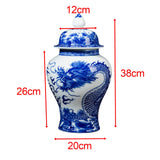 Maxbell Ceramic Flower Vase Temple Jar Storage Home Decoration Porcelain Ginger Jar Cloud Dragon