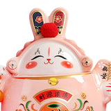Maxbell Chinese Rabbit Bunny Statue Ceramic Money Saving Box Lovely and Funny Look Pink