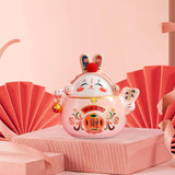 Maxbell Chinese Rabbit Bunny Statue Ceramic Money Saving Box Lovely and Funny Look Pink