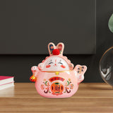Maxbell Chinese Rabbit Bunny Statue Ceramic Money Saving Box Lovely and Funny Look Pink