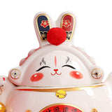 Maxbell Chinese Rabbit Bunny Statue Ceramic Money Saving Box Lovely and Funny Look White