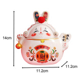 Maxbell Chinese Rabbit Bunny Statue Ceramic Money Saving Box Lovely and Funny Look White
