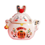 Maxbell Chinese Rabbit Bunny Statue Ceramic Money Saving Box Lovely and Funny Look White