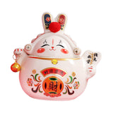 Maxbell Chinese Rabbit Bunny Statue Ceramic Money Saving Box Lovely and Funny Look White