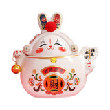 Maxbell Chinese Rabbit Bunny Statue Ceramic Money Saving Box Lovely and Funny Look White