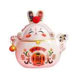 Maxbell Chinese Rabbit Bunny Statue Ceramic Money Saving Box Lovely and Funny Look White