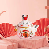 Maxbell Chinese Rabbit Bunny Statue Ceramic Money Saving Box Lovely and Funny Look White