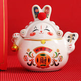 Maxbell Chinese Rabbit Bunny Statue Ceramic Money Saving Box Lovely and Funny Look White