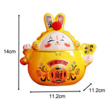 Maxbell Chinese Rabbit Bunny Statue Ceramic Money Saving Box Lovely and Funny Look Yellow