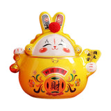 Maxbell Chinese Rabbit Bunny Statue Ceramic Money Saving Box Lovely and Funny Look Yellow