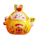 Maxbell Chinese Rabbit Bunny Statue Ceramic Money Saving Box Lovely and Funny Look Yellow