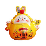 Maxbell Chinese Rabbit Bunny Statue Ceramic Money Saving Box Lovely and Funny Look Yellow