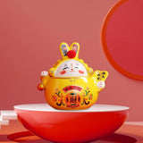 Maxbell Chinese Rabbit Bunny Statue Ceramic Money Saving Box Lovely and Funny Look Yellow