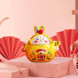 Maxbell Chinese Rabbit Bunny Statue Ceramic Money Saving Box Lovely and Funny Look Yellow