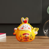 Maxbell Chinese Rabbit Bunny Statue Ceramic Money Saving Box Lovely and Funny Look Yellow