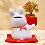 Maxbell Rabbit Year Wealth Lucky Figurine Resin Piggy Bank Ornament Tabletop Decor