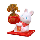 Maxbell Rabbit Year Wealth Lucky Figurine Resin Piggy Bank Ornament Tabletop Decor