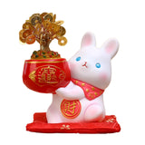 Maxbell Rabbit Year Wealth Lucky Figurine Resin Piggy Bank Ornament Tabletop Decor