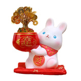 Maxbell Rabbit Year Wealth Lucky Figurine Resin Piggy Bank Ornament Tabletop Decor