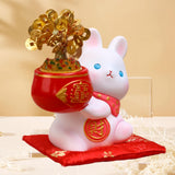 Maxbell Rabbit Year Wealth Lucky Figurine Resin Piggy Bank Ornament Tabletop Decor
