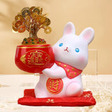 Maxbell Rabbit Year Wealth Lucky Figurine Resin Piggy Bank Ornament Tabletop Decor