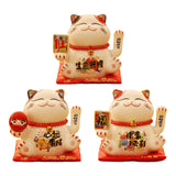 Maxbell Chinese Cat Ornaments Ceramic Statue for Yard Bedside Table Desktop Ornament Style A