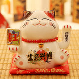 Maxbell Chinese Cat Ornaments Ceramic Statue for Yard Bedside Table Desktop Ornament Style A