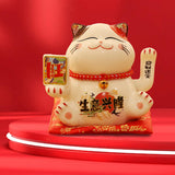 Maxbell Chinese Cat Ornaments Ceramic Statue for Yard Bedside Table Desktop Ornament Style A