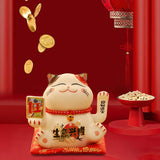 Maxbell Chinese Cat Ornaments Ceramic Statue for Yard Bedside Table Desktop Ornament Style A