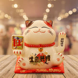 Maxbell Chinese Cat Ornaments Ceramic Statue for Yard Bedside Table Desktop Ornament Style A